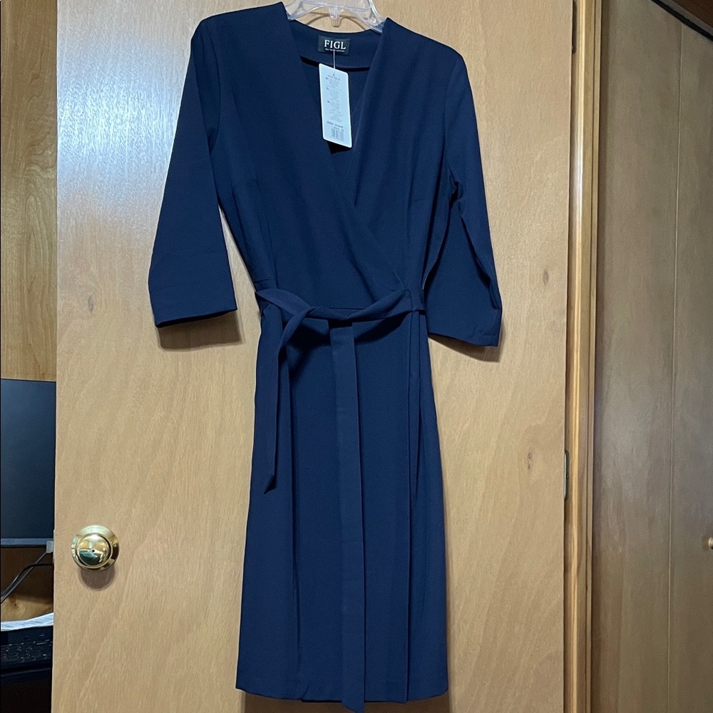 Elegant Long Sleeve Navy Dress